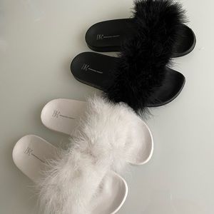 2 Pairs Faux Fur Slides